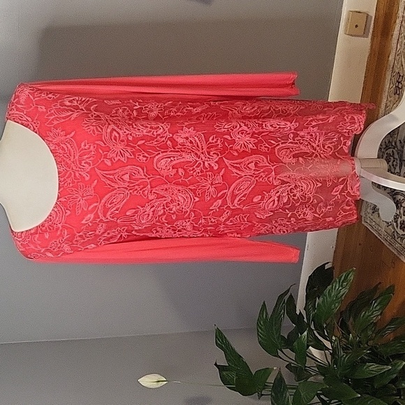 Soft Surroundings Pink Embroidered Silk Lace Hi Lo Lined Tunic Size L - Picture 1 of 12